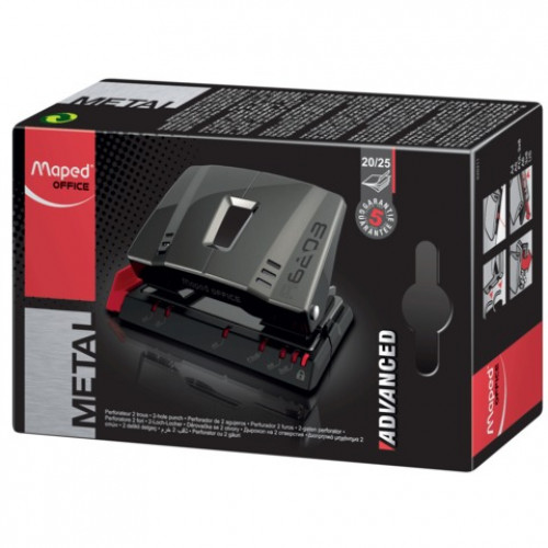 Дырокол MAPED (Франция) Advanced Metal, металлический средний, на 25 листов, темно-серый, 620311