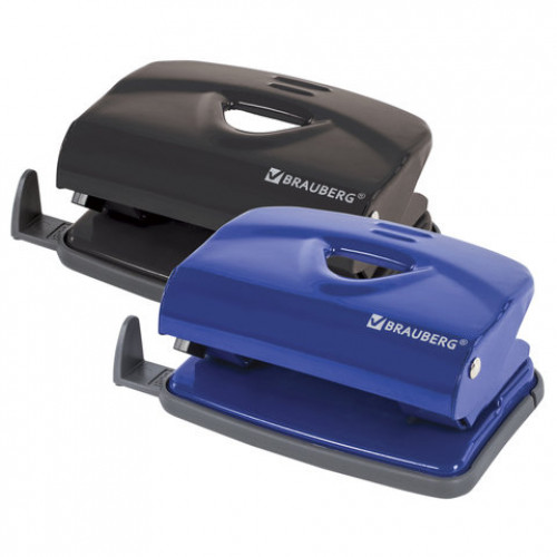 Дырокол металлический BRAUBERG Universal+, до 25 листов, ассорти (синий /черный), 222526