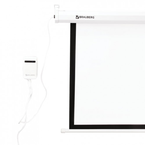 Экран проекционный настенный (180x240 см), матовый, электропривод, 4:3, BRAUBERG MOTO, 236734