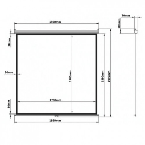 Экран проекционный настенный (180х180 см), матовый, 1:1, BRAUBERG WALL, 236726