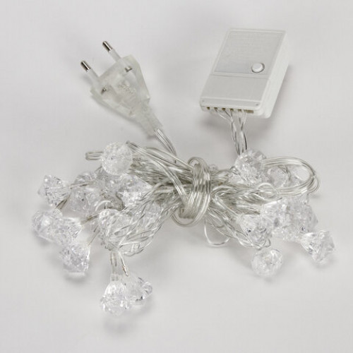 Электрогирлянда светодиодная ЗОЛОТАЯ СКАЗКА Бриллианты, 30 ламп, 3 м, многоцветная, 591269