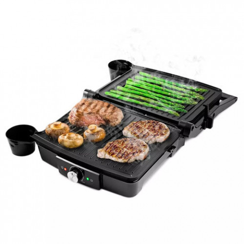 Электрогриль KITFORT KT-1656, 2000 Вт, фиксированные панели, регулировка температуры, серебристый