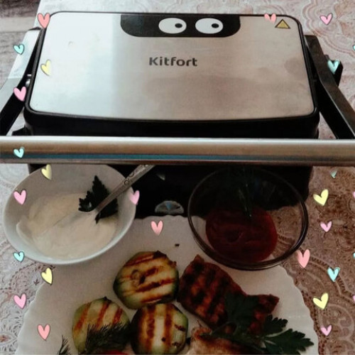 Электрогриль KITFORT KT-1656, 2000 Вт, фиксированные панели, регулировка температуры, серебристый