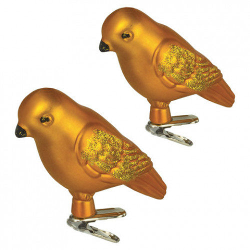 Украшения елочные ЗОЛОТАЯ СКАЗКА Птичка, НАБОР 2 шт., пластик, 8 см, цвет золотистый, 590897