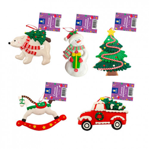 Украшение елочное (1шт) Xmas Toys 11,5х9см, полимерная глина, ассорти 5 дизайнов, ЗОЛОТАЯ СКАЗКА, 592412