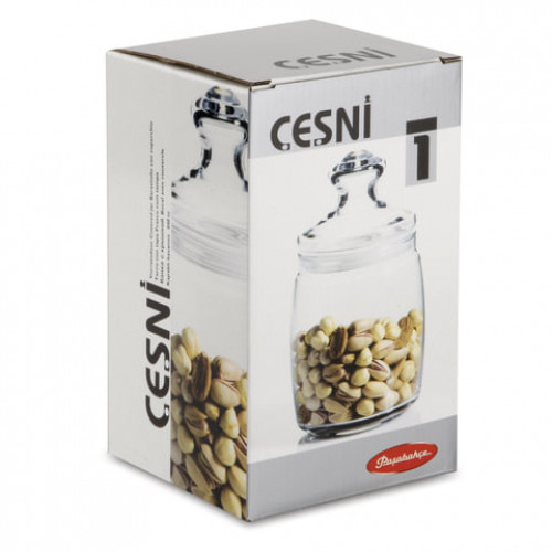 Банка с крышкой Cesni для сыпучих продуктов, 1 шт., 940 мл, стекло, PASABAHCE, 97560