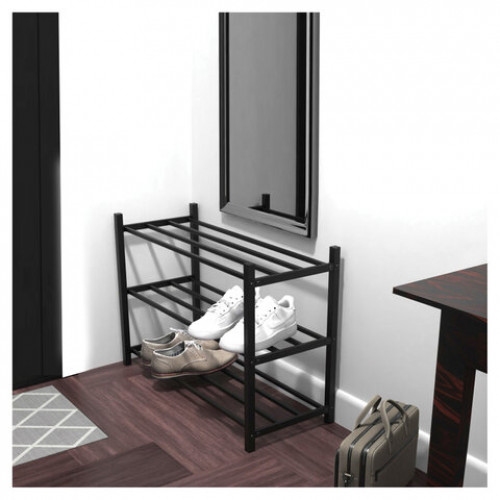 Полка для обуви BRABIX SMART SR-007, 710х285х498 мм, ЛОФТ, 3 полки, металл, чёрная, 701980