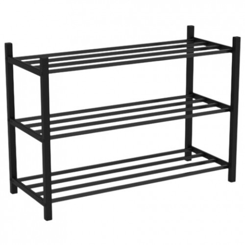 Полка для обуви BRABIX SMART SR-007, 710х285х498 мм, ЛОФТ, 3 полки, металл, чёрная, 701980
