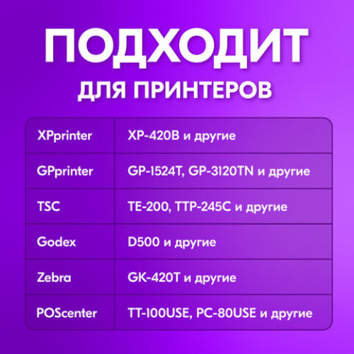 Этикетка ТермоЭко (75х120 мм), 300 этикеток в ролике, КОМПЛЕКТ 4 шт., светостойкость до 2 месяцев, 880964