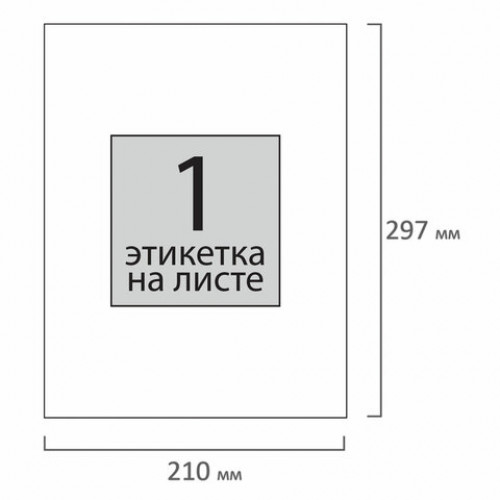 Этикетка самоклеящаяся 210х297 мм, 1 этикетка, 65 г/м2, 100 л., STAFF EVERYDAY (сырье Финляндия), 111832