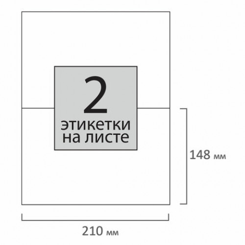 Этикетка самоклеящаяся 210х148 мм, 2 этикетки, 65 г/м2, 100 л., STAFF EVERYDAY (сырье Финляндия), 111833