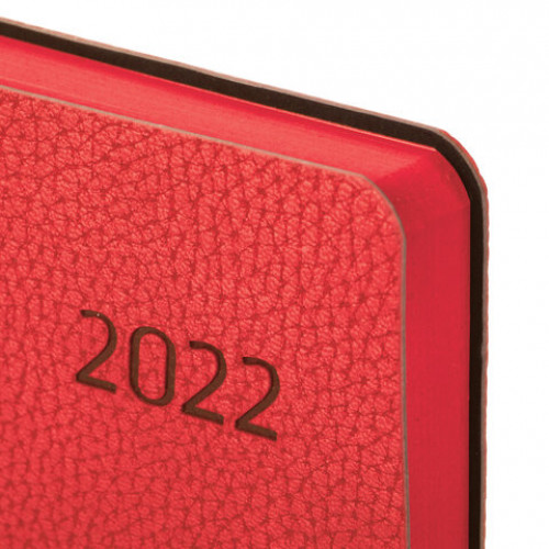 Ежедневник датированный 2022 А5 138x213 мм BRAUBERG Stylish, под кожу, красный, 112794