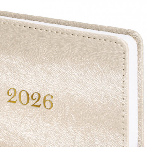 Ежедневник датированный 2026 А5 138х213 мм, BRAUBERG Elegant, под кожу, застежка, бежевый, 117369
