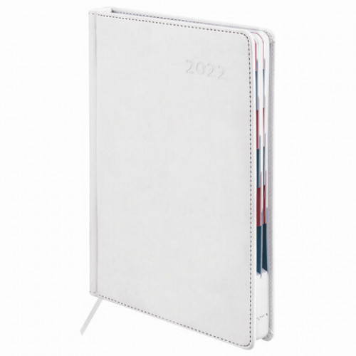 Ежедневник датированный 2022 А5 148х218 мм GALANT White, под кожу, белый, 112941