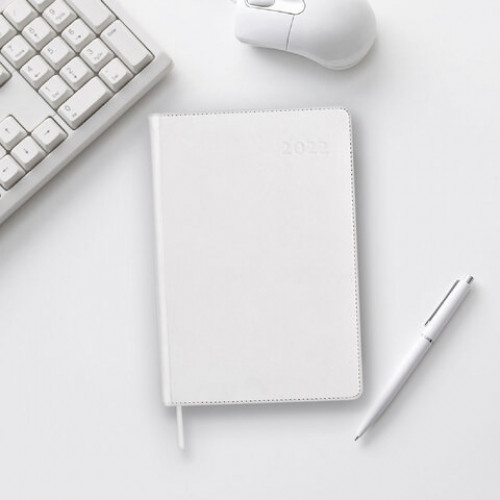 Ежедневник датированный 2022 А5 148х218 мм GALANT White, под кожу, белый, 112941