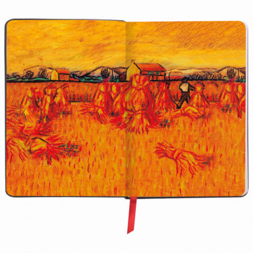 Ежедневник недатированный B6 (127х186 мм), BRAUBERG VISTA, под кожу, гибкий, срез фольга, 136 л., Van Gogh, 112102