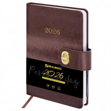 Ежедневник датированный 2026 А5 138х213 мм, BRAUBERG Elegant, под кожу, застежка, бордовый, 117367