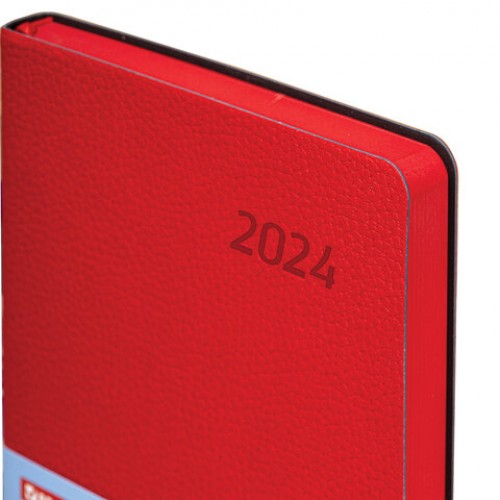 Ежедневник датированный 2024 А5 138x213 мм BRAUBERG Stylish, под кожу, гибкий, красный, 114895