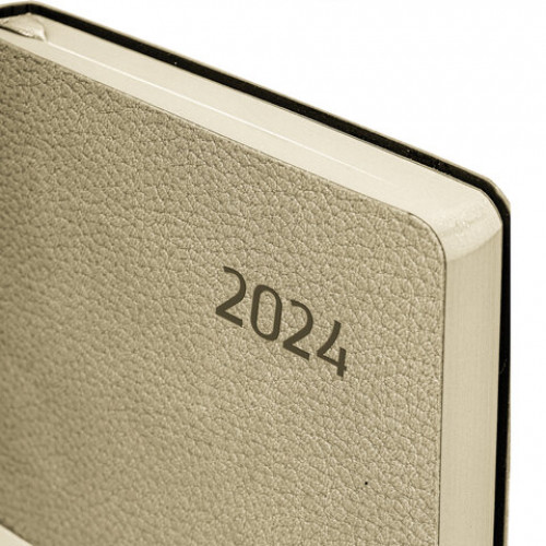 Ежедневник датированный 2024 А5 138x213 мм BRAUBERG Stylish, под кожу, гибкий, бежевый, 114897