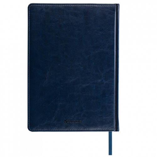 Ежедневник недатированный БОЛЬШОЙ ФОРМАТ (175х247 мм) B5, BRAUBERG Imperial, под гладкую кожу, 160 л, кремовый блок, темно-синий, 124971