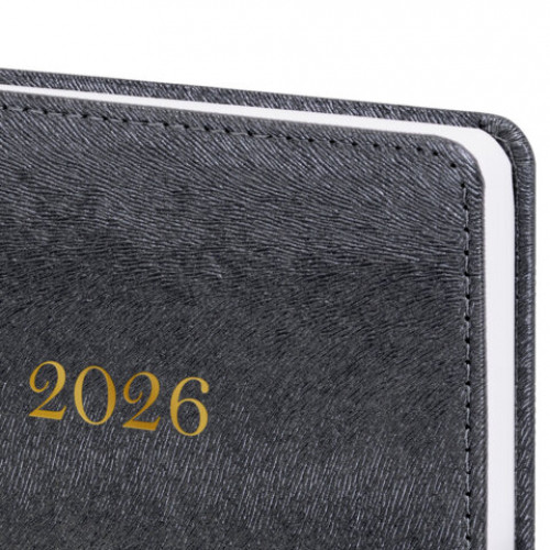 Ежедневник датированный 2026 А5 138х213 мм, BRAUBERG Elegant, под кожу, застежка, черный, 117368