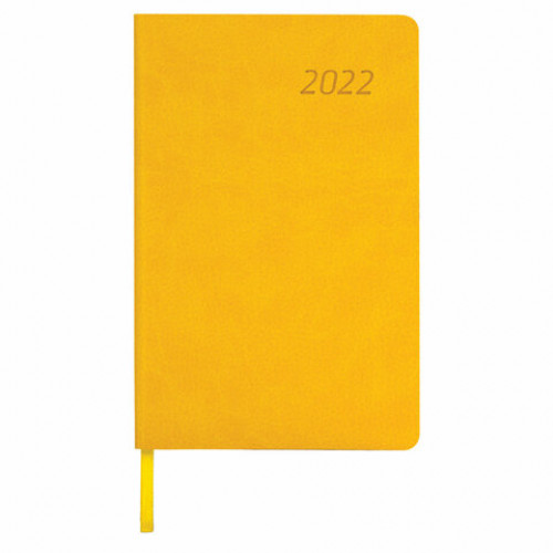 Ежедневник датированный 2022 А5 138x213 мм BRAUBERG Stylish, под кожу, желтый, 112792