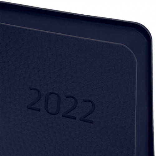 Ежедневник датированный 2022 А5 138x213 мм BRAUBERG Stylish, под кожу, темно-синий, 112787