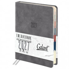 Ежедневник датированный 2027, B6, 125х173 мм, GALANT Vivid, под кожу, серый, 117863 Ежедневник датированный 2027, B6, 125х173 мм, GALANT Vivid, под кожу, серый, 117863