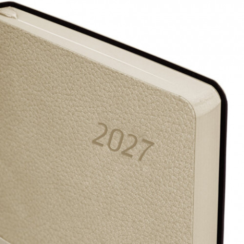 Ежедневник датированный 2027, А5, 138x213 мм, BRAUBERG Stylish, под кожу, гибкий, бежевый, 117969