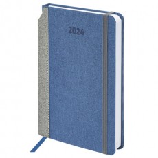 Ежедневник датированный 2024 А5 138x213 мм, BRAUBERG Mosaic, под кожу, синий, 114904