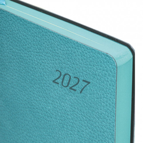 Ежедневник датированный 2027, А5, 138x213 мм, BRAUBERG Stylish, под кожу, гибкий, бирюзовый, 117970