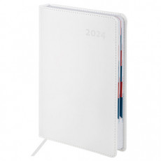 Ежедневник датированный 2024 А5 148х218 мм GALANT White, под кожу, белый, 114766