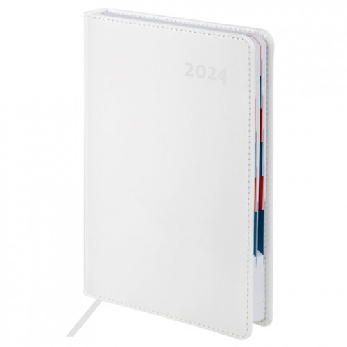 Ежедневник датированный 2024 А5 148х218 мм GALANT White, под кожу, белый, 114766