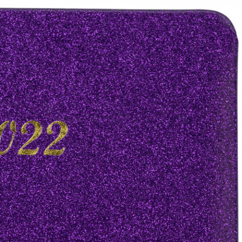 Ежедневник датированный 2022 А5 138x213 мм BRAUBERG Sparkle, блестки, фиолетовый, 112828