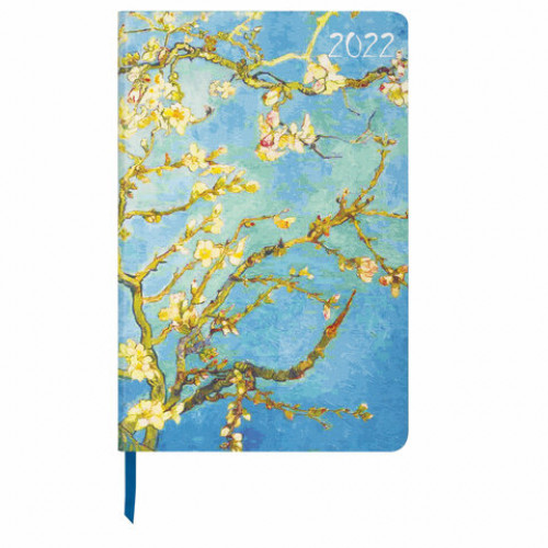 Ежедневник датированный 2022 А5 138x213 мм BRAUBERG Vista, под кожу, Цветущий Миндаль, 112841