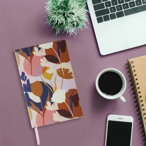 Ежедневник недатированный А5 (138х213 мм), BRAUBERG VISTA, под кожу, гибкий, 136 л., Blossom, 112014