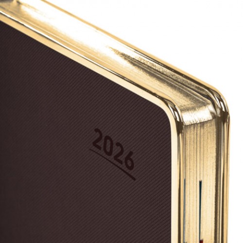 Ежедневник датированный 2026 А5 148х218 мм, GALANT Infinity Gold, под кожу, темно-коричневый, 117501