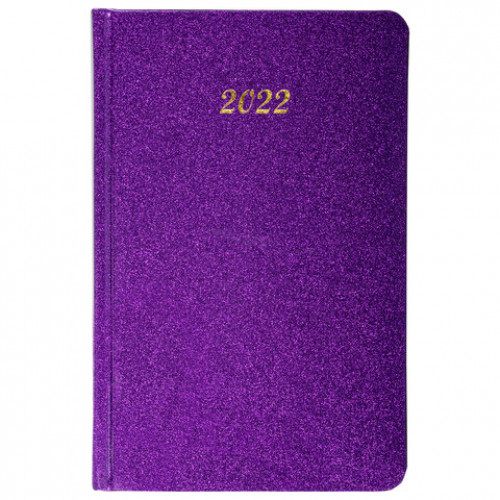 Ежедневник датированный 2022 А5 138x213 мм BRAUBERG Sparkle, блестки, фиолетовый, 112828