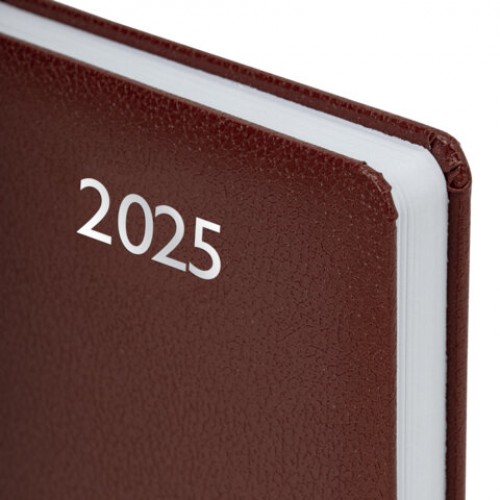 Ежедневник датированный 2025 А5 138x213 мм BRAUBERG Profile, балакрон, коричневый, 115796