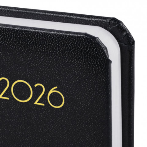 Ежедневник датированный 2026, МАЛЫЙ ФОРМАТ 100х150 мм, А6, BRAUBERG Select, балакрон, черный, 117260