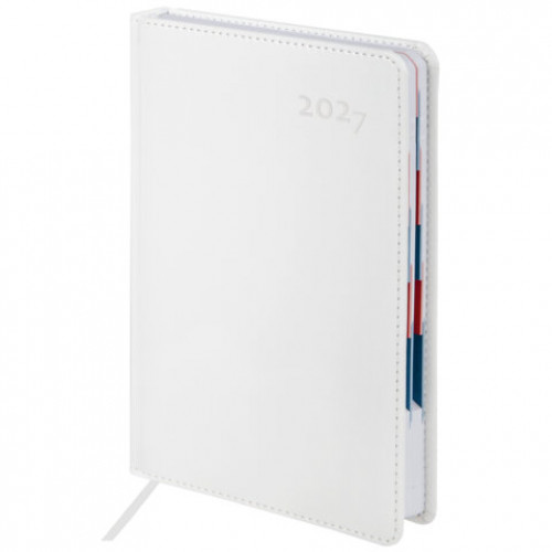 Ежедневник датированный 2027, А5, 148х218 мм, GALANT White, под кожу, белый, 118080