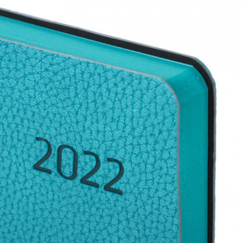 Ежедневник датированный 2022 А5 138x213 мм BRAUBERG Stylish, под кожу, бирюзовый, 112789