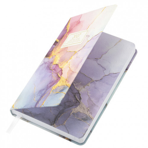 Ежедневник датированный 2027, А5, 138x213 мм, BRAUBERG Vista Glow, под кожу, твердый, Gemstone, 117963