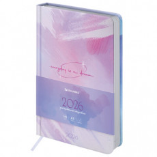 Ежедневник датированный 2026 А5 138x213 мм, BRAUBERG Vista, под кожу твердый, Pastel, 117458