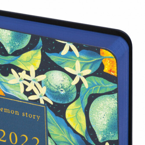Ежедневник датированный 2022 А5 138x213 мм BRAUBERG Vista, под кожу, Lemon Story, 112844