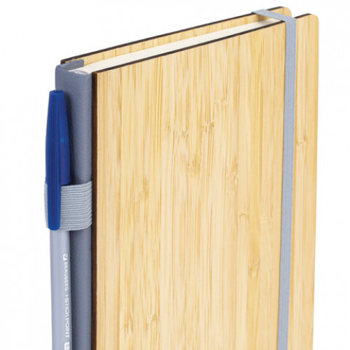 Ежедневник недатированный А5 145х213мм BRAUBERG Bamboo, резинка, держатель, 160л, коричневый, 117137