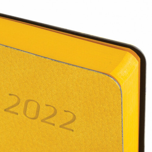 Ежедневник датированный 2022 А5 138x213 мм BRAUBERG Stylish, под кожу, желтый, 112792