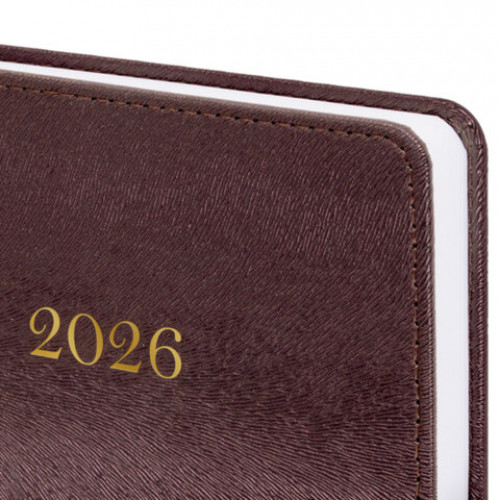 Ежедневник датированный 2026 А5 138х213 мм, BRAUBERG Elegant, под кожу, застежка, бордовый, 117367