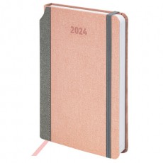 Ежедневник датированный 2024 А5 138x213 мм, BRAUBERG Mosaic, под кожу, розовый, 114908