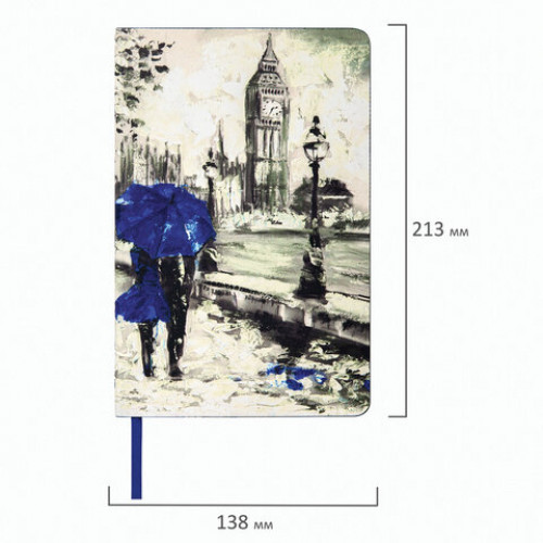 Ежедневник недатированный А5 (138х213 мм), BRAUBERG VISTA, под кожу, гибкий, 136 л., London, 111993